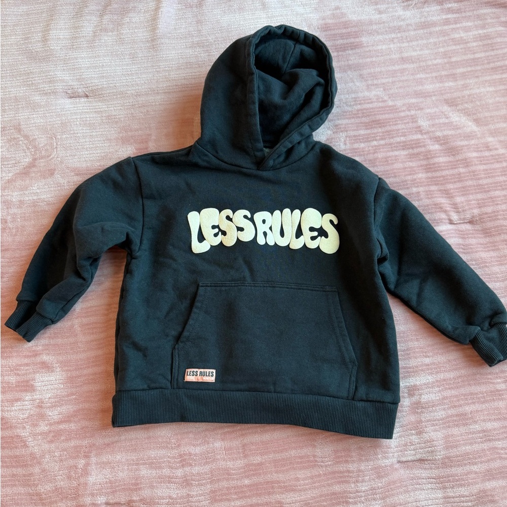 Zara Black Hoodie with 'Less Rules' Design